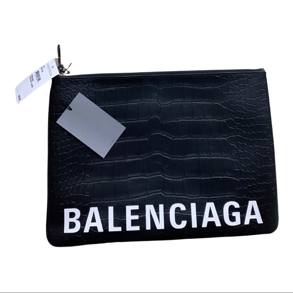 Balenciaga Croc Embossed Logo Clutch